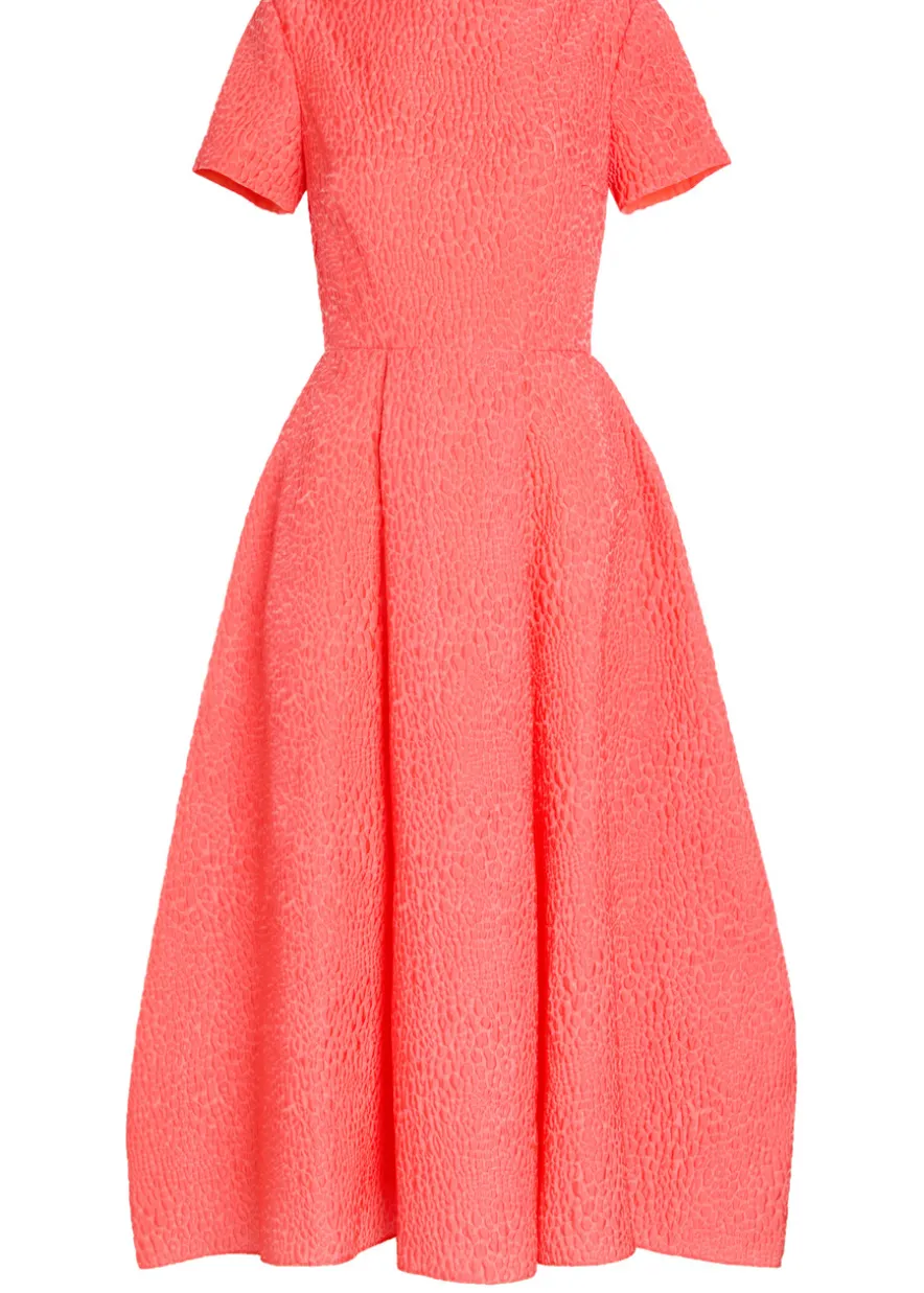 Vaela wide-neck cloqué midi dress