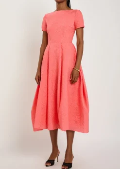 Vaela wide-neck cloqué midi dress