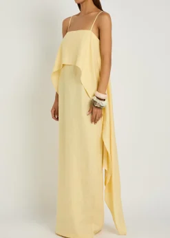 Valencia draped linen maxi dress
