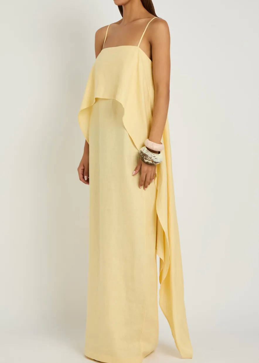 Valencia draped linen maxi dress