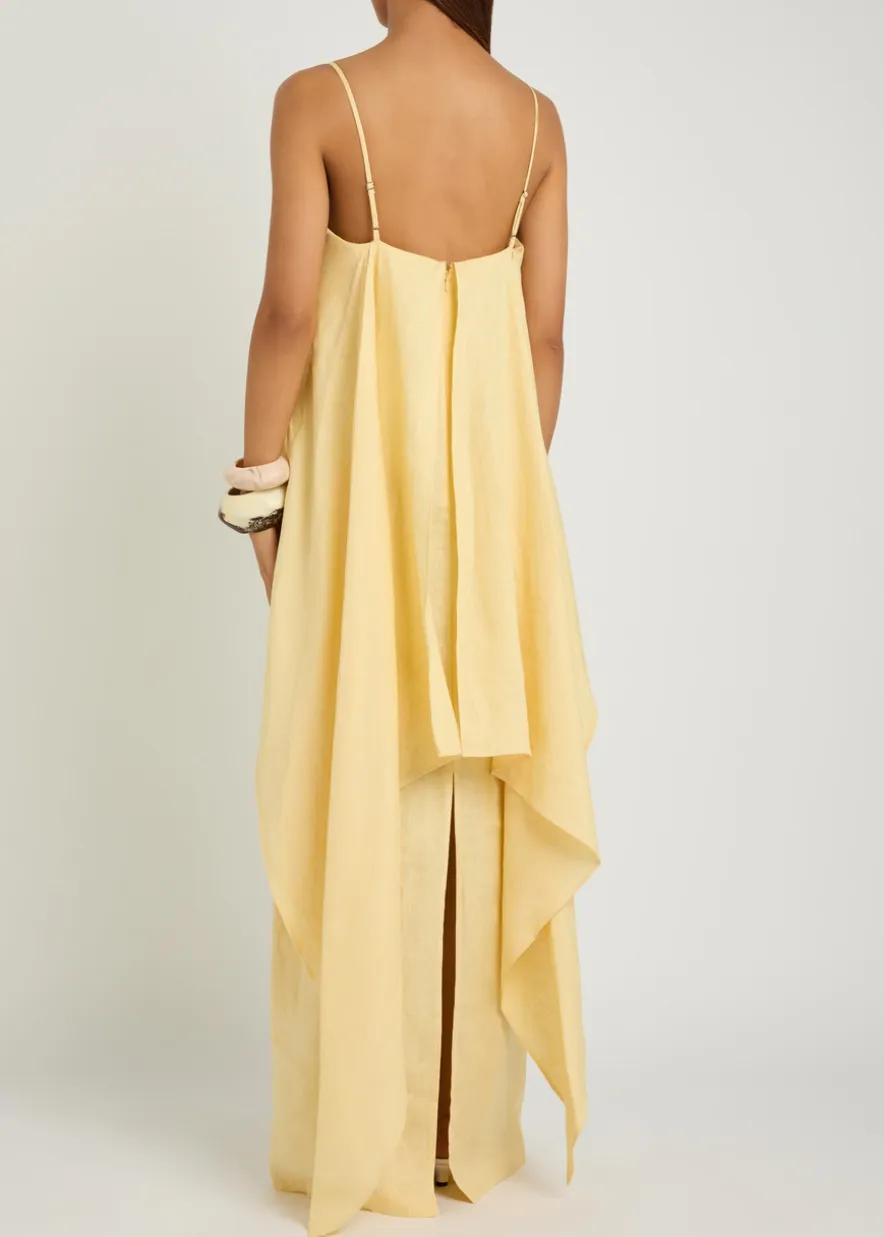 Valencia draped linen maxi dress