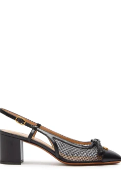 Valet Du Roi 60 mesh and leather slingback pumps