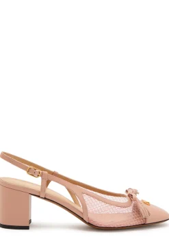 Valet Du Roi 60 mesh and leather slingback pumps