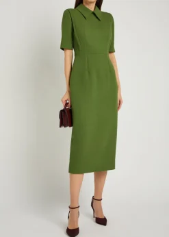 Valetta wool-crepe midi dress