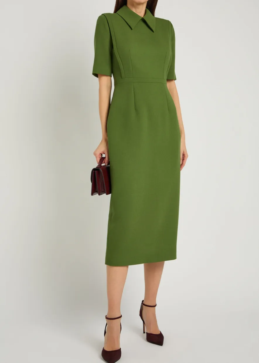Valetta wool-crepe midi dress