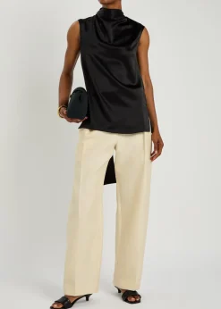 Vali scarf-effect draped satin top