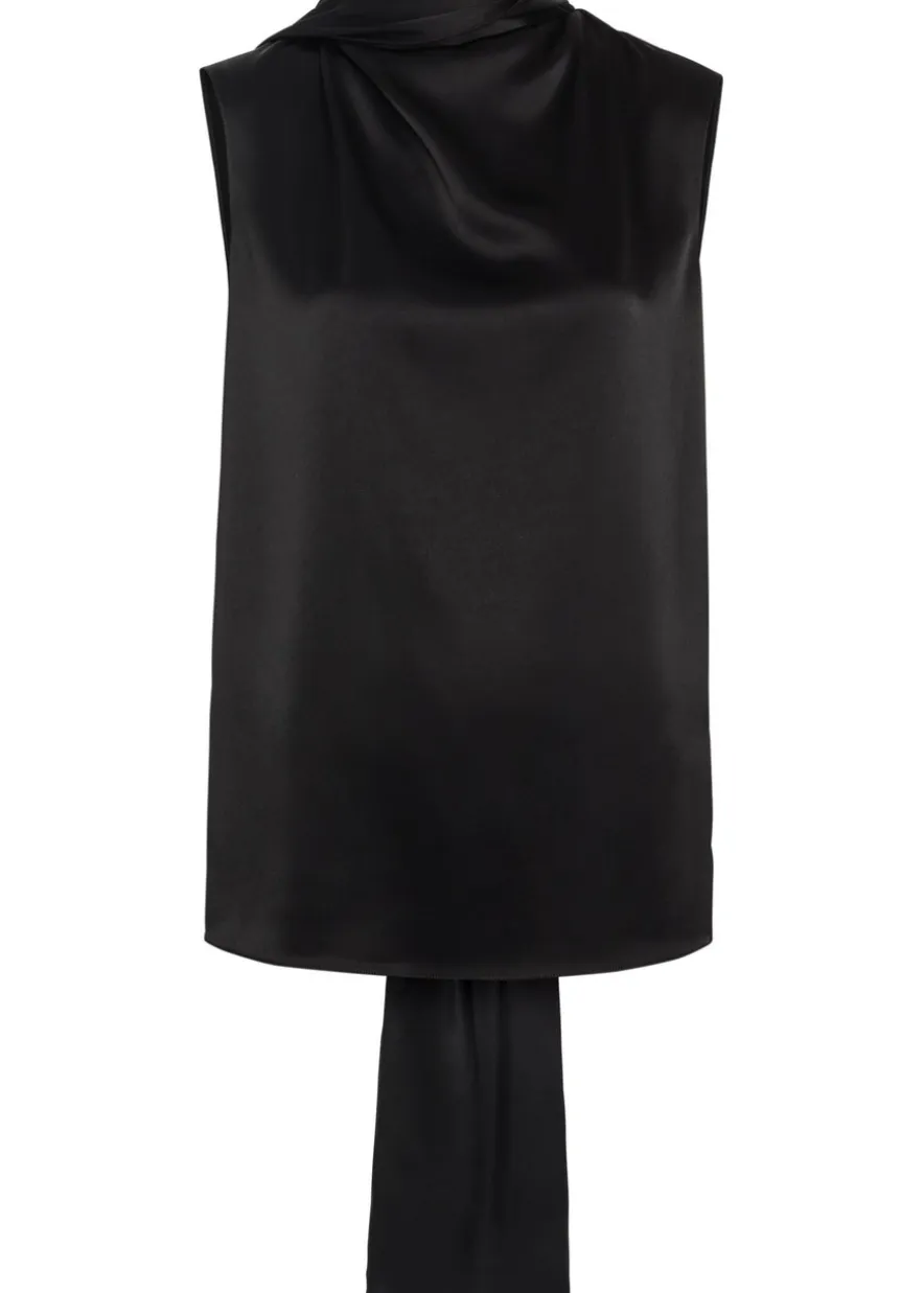 Vali scarf-effect draped satin top