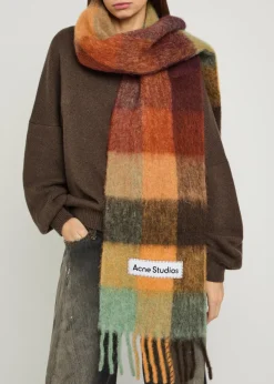 Vally checked wool-blend scarf