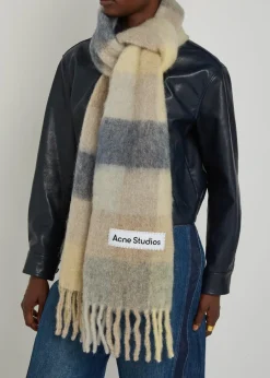 Vally checked wool-blend scarf