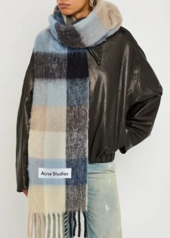 Vally checked wool-blend scarf