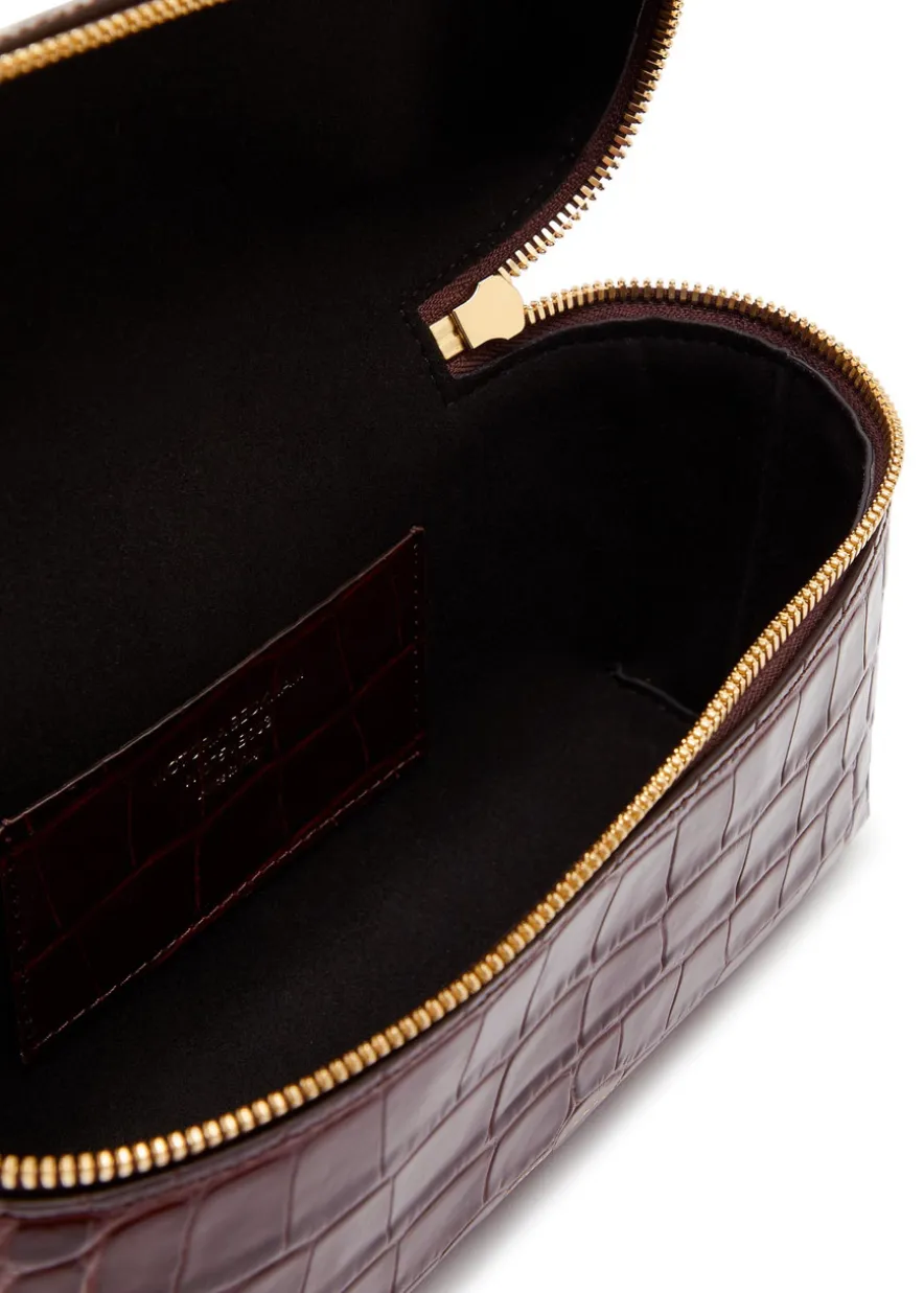 Vanity crocodile-effect glossed leather cross-body bag