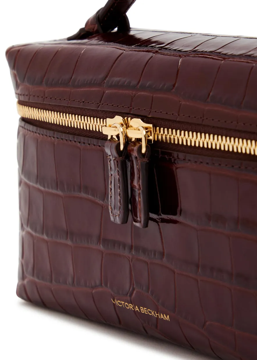 Vanity crocodile-effect glossed leather cross-body bag
