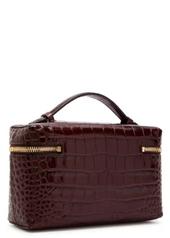Vanity crocodile-effect glossed leather cross-body bag