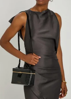 Vanity crocodile-effect glossed leather cross-body bag