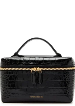 Vanity crocodile-effect glossed leather cross-body bag