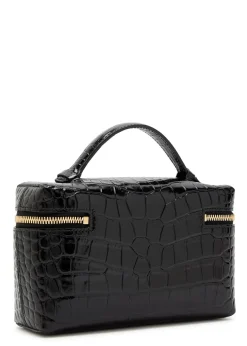 Vanity crocodile-effect glossed leather cross-body bag