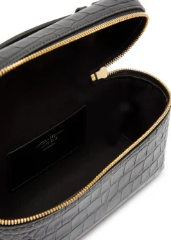 Vanity crocodile-effect glossed leather cross-body bag