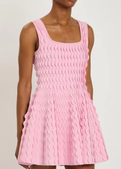 Vanna scalloped knit mini dress