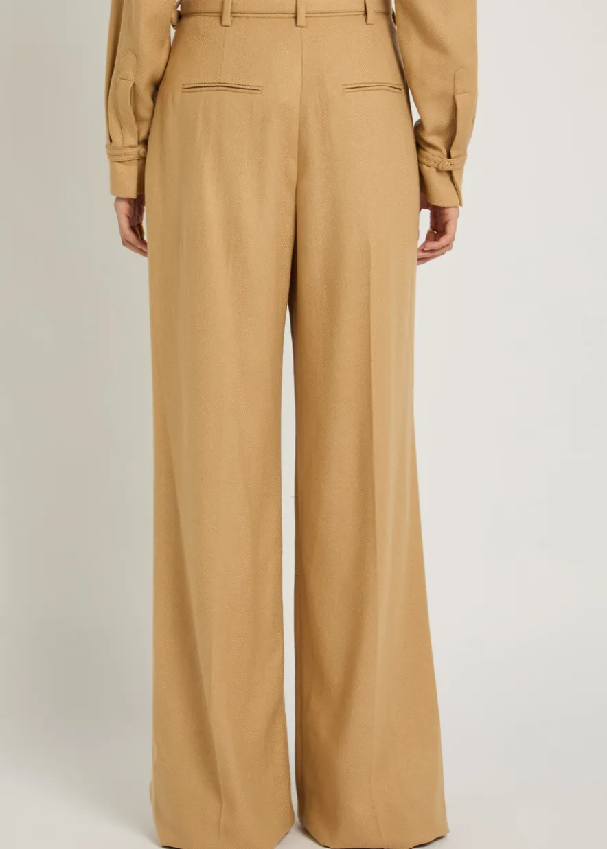 Vargas herringbone cashmere and silk-blend trousers