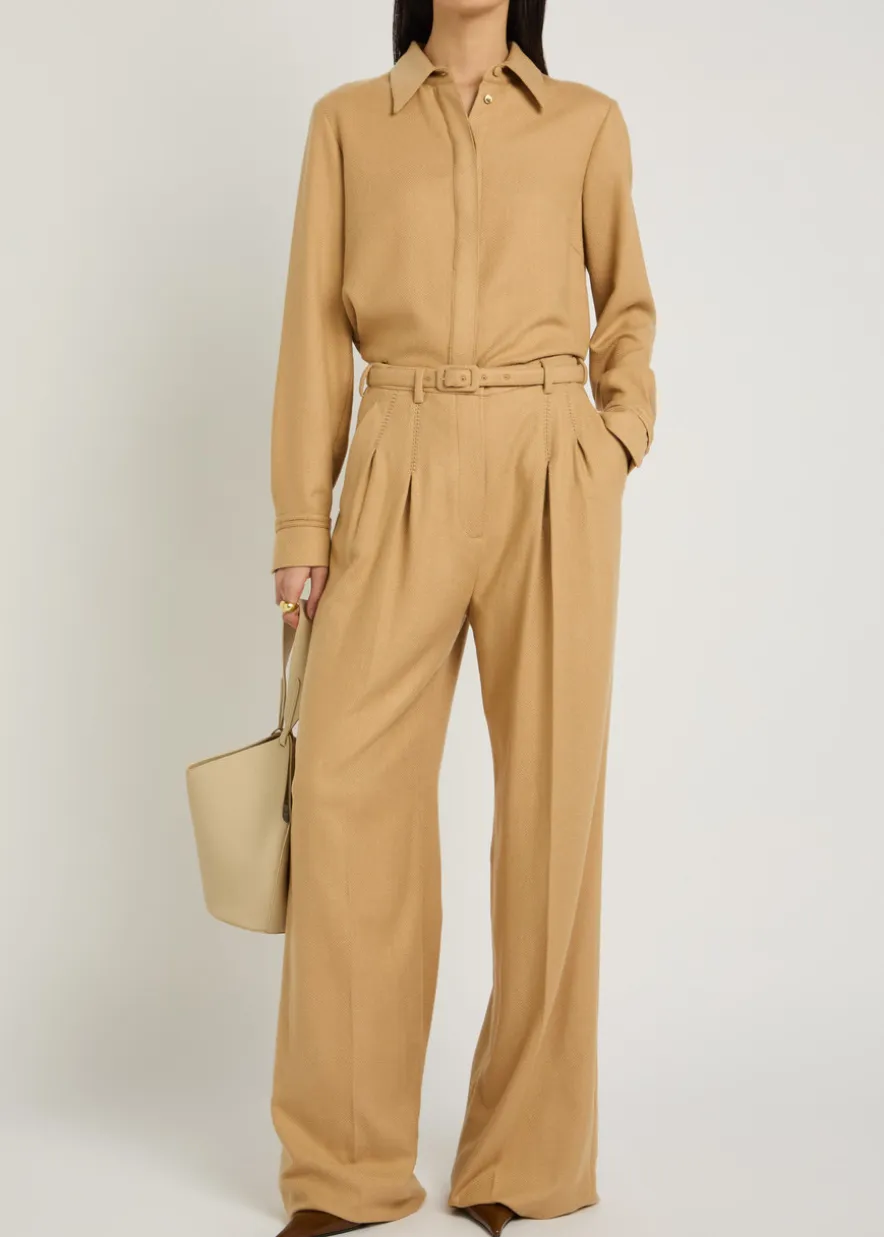 Vargas herringbone cashmere and silk-blend trousers