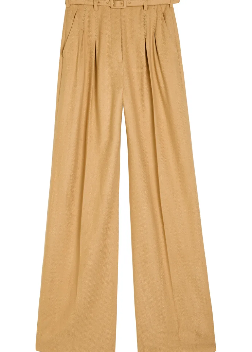 Vargas herringbone cashmere and silk-blend trousers