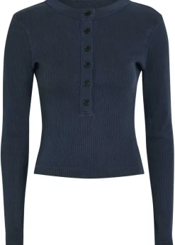 Varra ribbed cotton-blend henley top