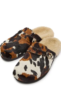 Vasilitsa cow-print pony-hair mules