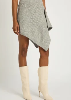 Veer asymmetric cable-knit wool-blend skirt