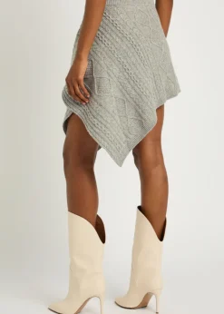 Veer asymmetric cable-knit wool-blend skirt