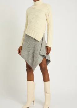 Veer asymmetric cable-knit wool-blend skirt