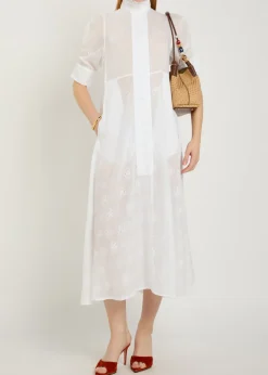 Venetia embroidered cotton midi shirt dress
