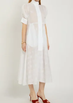 Venetia embroidered cotton midi shirt dress