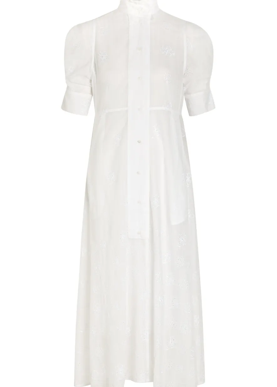 Venetia embroidered cotton midi shirt dress