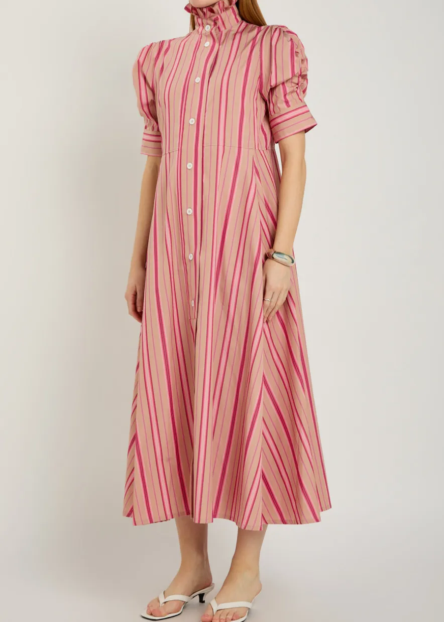 Venetia striped cotton midi shirt dress