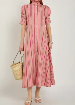 Venetia striped cotton midi shirt dress