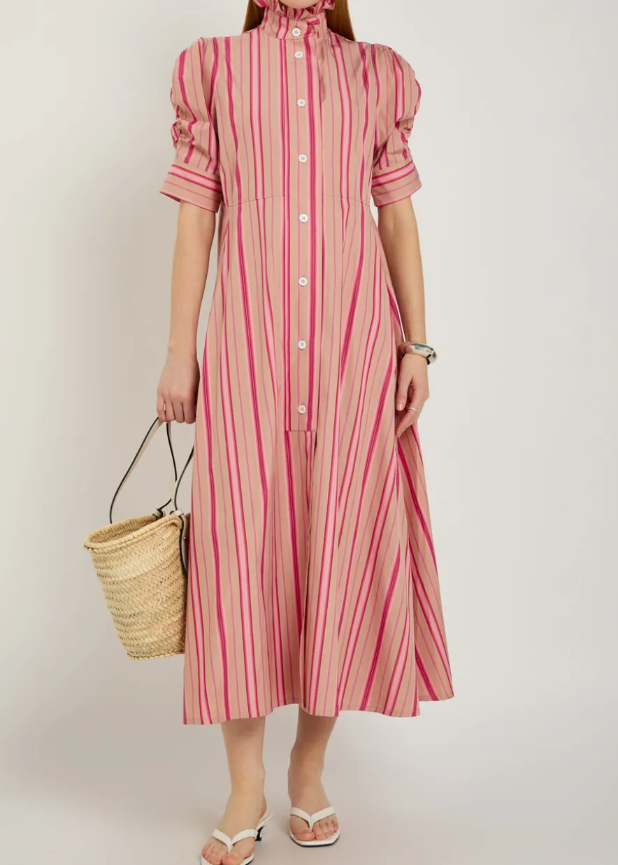 Venetia striped cotton midi shirt dress