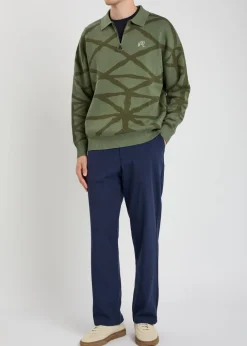 Verdant logo-embroidered patterned cotton-knit jumper