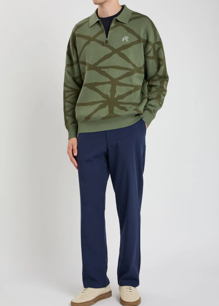 Verdant logo-embroidered patterned cotton-knit jumper