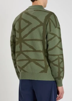 Verdant logo-embroidered patterned cotton-knit jumper