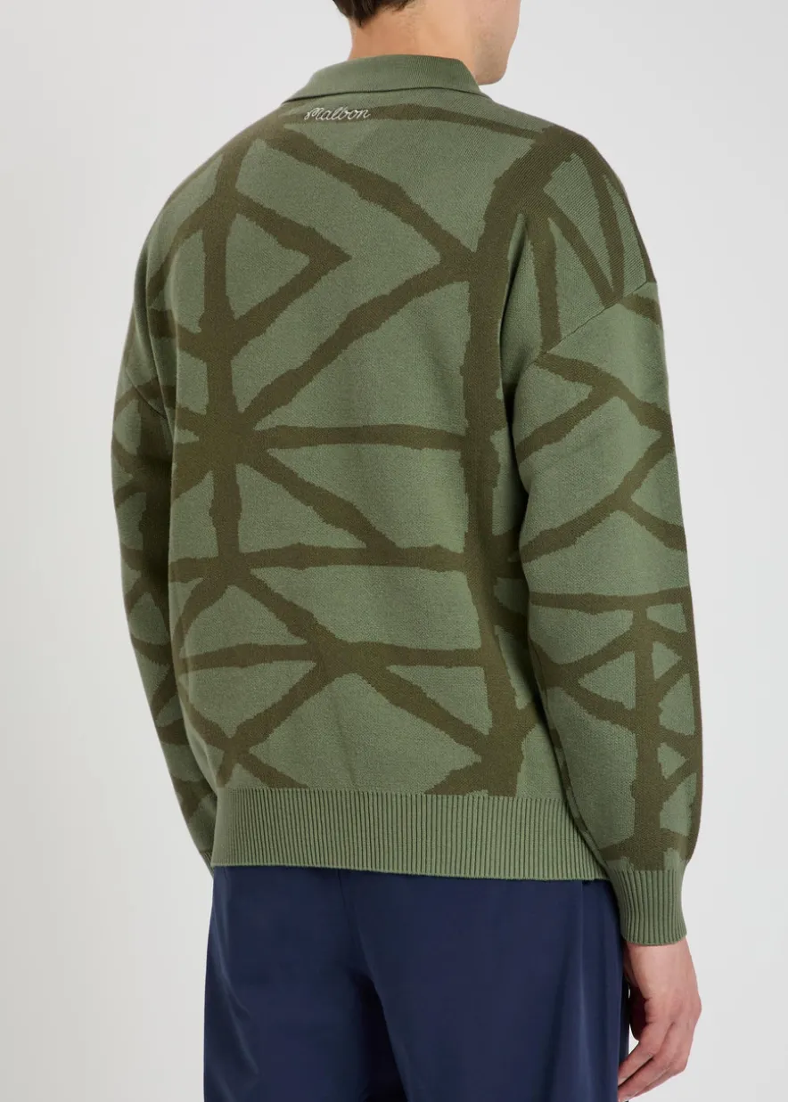 Verdant logo-embroidered patterned cotton-knit jumper