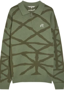 Verdant logo-embroidered patterned cotton-knit jumper
