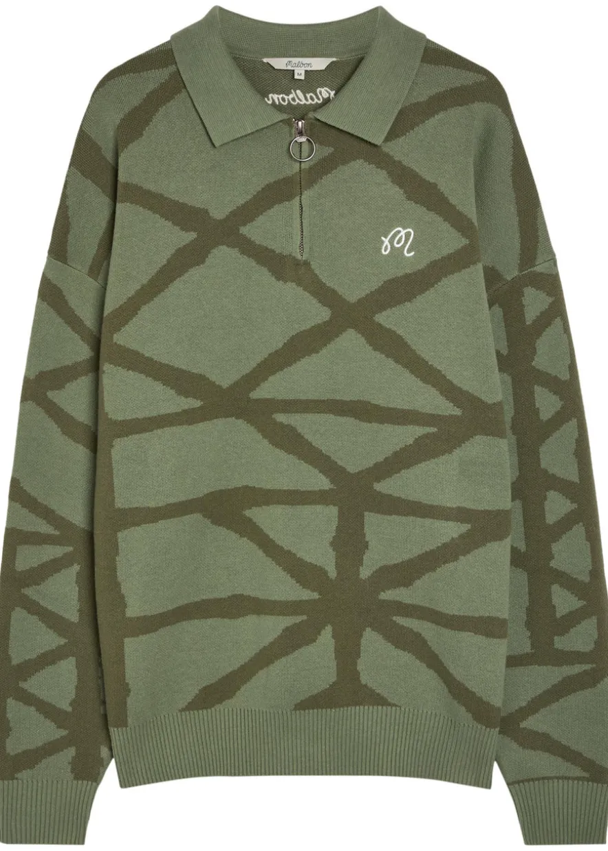 Verdant logo-embroidered patterned cotton-knit jumper