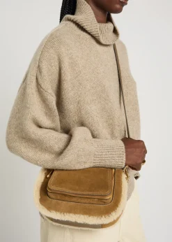 Vere small shearling-trimmed suede cross-body bag