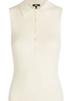 Vest ribbed cotton-blend polo top