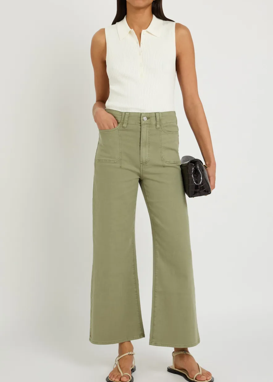 Vest ribbed cotton-blend polo top
