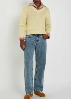 Vexed V-neck cotton-blend jumper