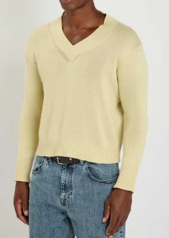 Vexed V-neck cotton-blend jumper