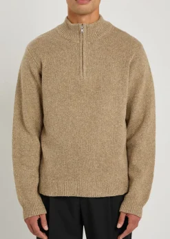 Viaan half-zip wool and silk-blend jumper