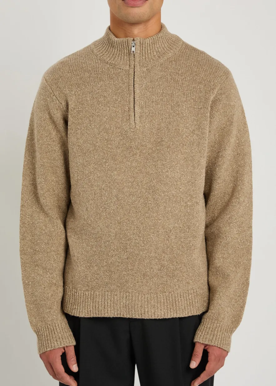 Viaan half-zip wool and silk-blend jumper