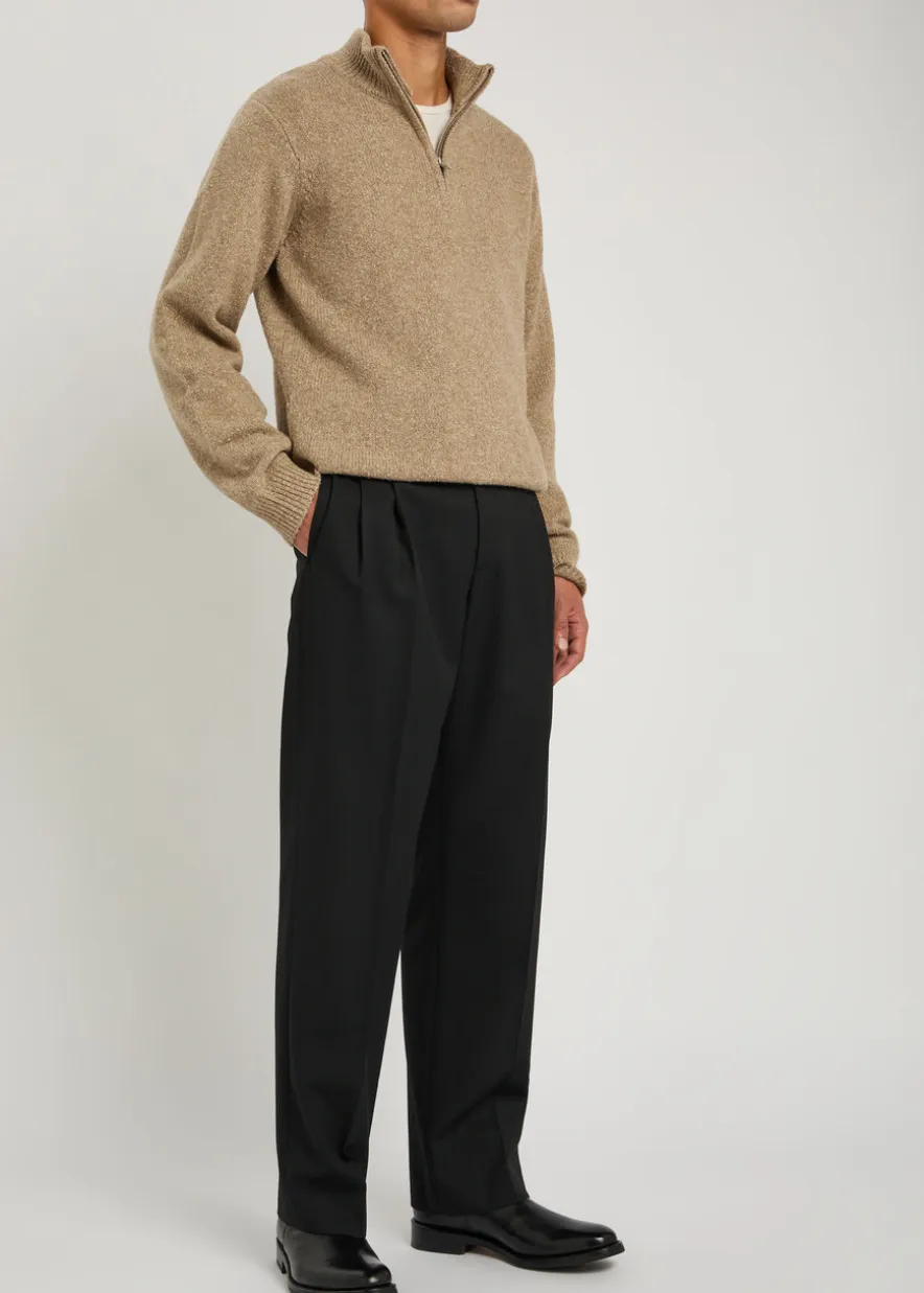 Viaan half-zip wool and silk-blend jumper